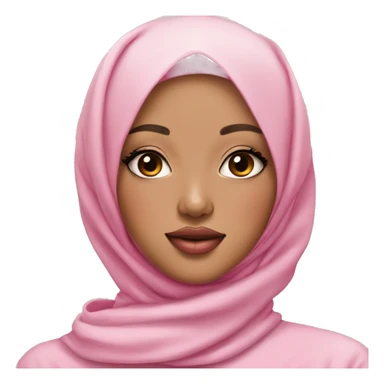 Light skinned, pink lips, asian girl with pink hijab with pink peony sticker