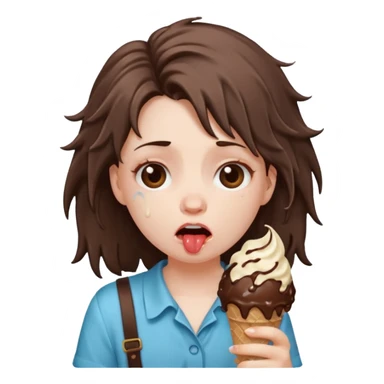 a crying girl with ice cream after heartbreak sticker