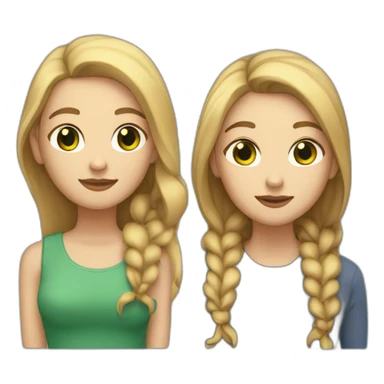 lesbian couple (1st white girl with green eyes and light brown long hair with a fish face , 2nd white girl with dark blue hairs  ponytail) sticker
