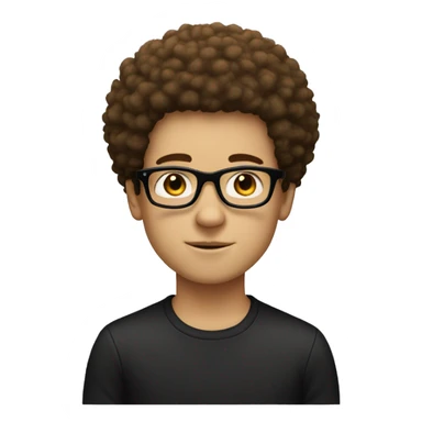 a white boy with afro hair and black glasses. make the hair a light brown sticker