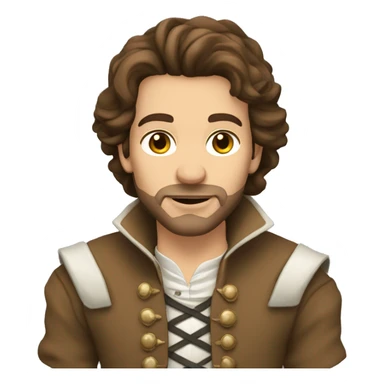 Musketeer beige jaket brown hair no mustache sticker