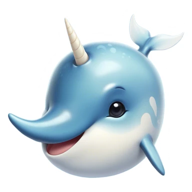 Cinematic Comical Narwhal Portrait Emoji, Head tilted dramatically with an exaggeratedly amused expression, featuring a sleek, elegantly streamlined body with a prominently spiraled ivory tusk and wide, comically expressive eyes full of playful disbelief, Simplified yet hilariously expressive features, highly detailed, glowing with a slightly sassy arctic glow, high shine, dramatic yet playful, stylized with an air of quirky marine mischief, soft glowing outline, capturing the essence of a meme-worthy narwhal that looks ready to side-eye its way into viral fame! sticker