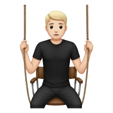 A man standing in the chair and looking at the hanging rope thinking to suicide  sticker