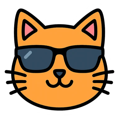 cat wearing sunglasses color icon sticker