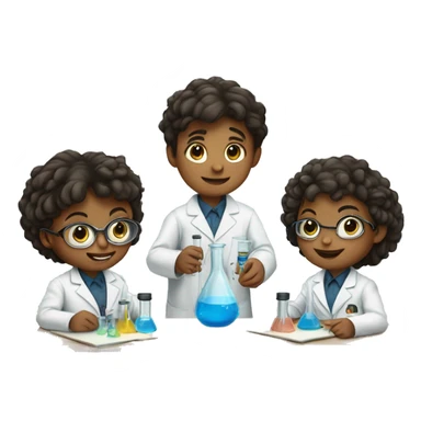 A pair of child scientists in the middle of an experiment (one girl and one boy) sticker
