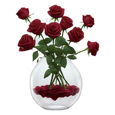 10000000 huge burgundy roses on stems in a clear glass vase sticker