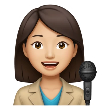 asian woman singing no microphone sticker