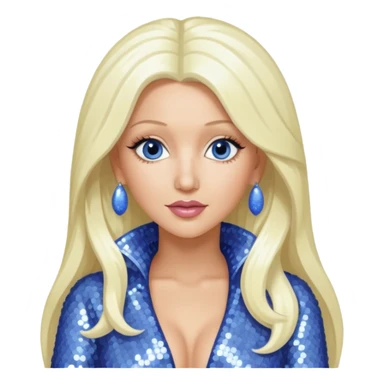 Christina Aguilera with long platinum blonde hair, periwinkle sequin outfit  sticker