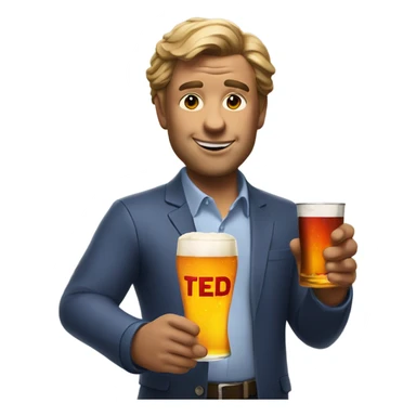 ted from the movie ted holding a pint of fireball  sticker