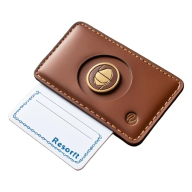 Resort Keycard & Holder: A sleek magnetic keycard paired with a leather card holder embossed with the resort logo.
 sticker