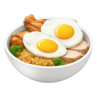 chicken rice bowl with two eggs sticker