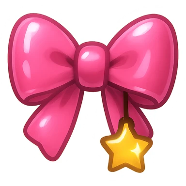 pink bow emoji, cute and shiny, with a small star charm sticker