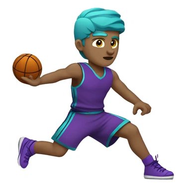 Caucasian youth gladiator playing basketball wearing purple black and aqua sticker