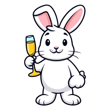 Fancy Easter bunny with champagne glass sticker