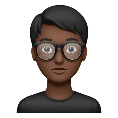 Minimalistic flat vector icon, iOS style, thin black contour on white background. Matte black mannequin in front of in 3D monochrome style. Wearing glasses. sticker
