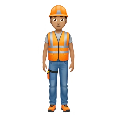 man in orange hi vis vest and jeans, standing full body sticker