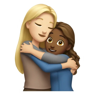 The blonde woman hugs the brown haired girl sticker