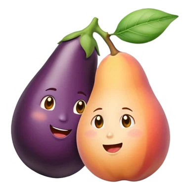 Aubergine disant bonjour à une pêche  sticker