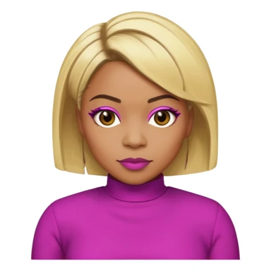 Tionne T-Boz Watkins with blonde short hair, brown eyes, magenta outfit sticker