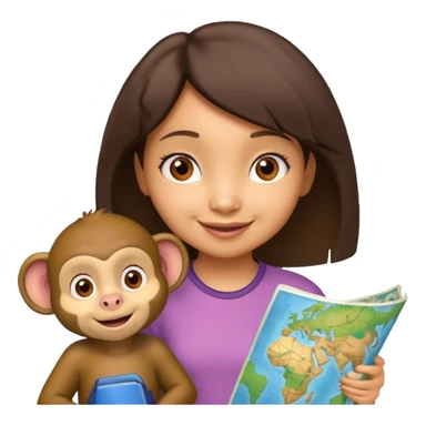 light skin dora the explorer with monkey and map sticker