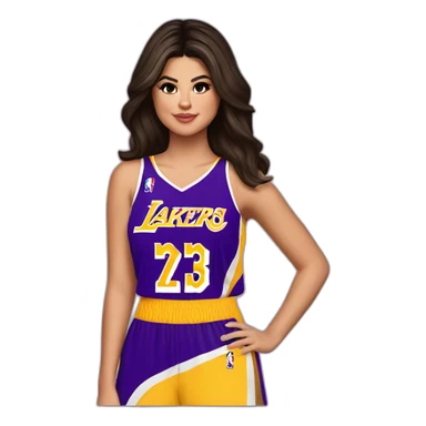 selena gomez with lakers jersey sticker