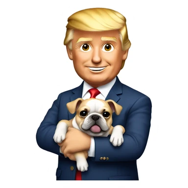 Donald trump holding a French bulldog sticker