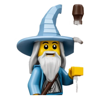LEGO GANDALF MINIFIGURE SMILING AND LIFTING HIS STAFF sticker