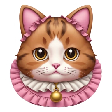 neko with big eyes, bell ruffle coller pink brown cat sticker
