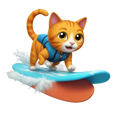 Orange cat surfing sticker