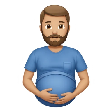 Bearded man rubbing pregnant belly poking out of shirt sticker