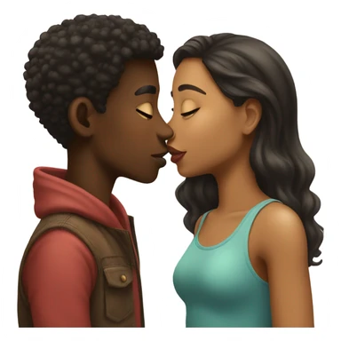 black boy and girl kissing  sticker