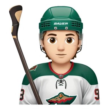 Minnesota Wild ice hockey player with Bauer hockey stick sticker