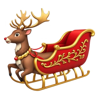 santa's sleigh with reindeer in flight sticker