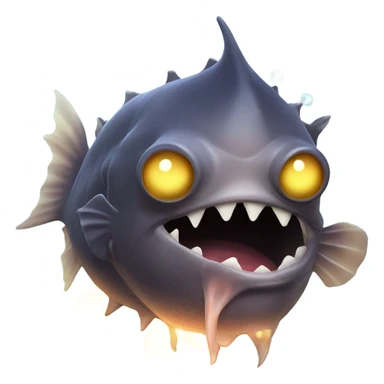 Anglerfish with glowing lure, sharp teeth, and big eyes. sticker