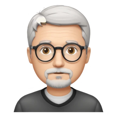 homme blanc cheveux gris court lunettes rondes noir et petite barbe  sticker