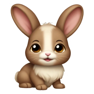Brown Baby bunny with beige coquette bow on ear  sticker