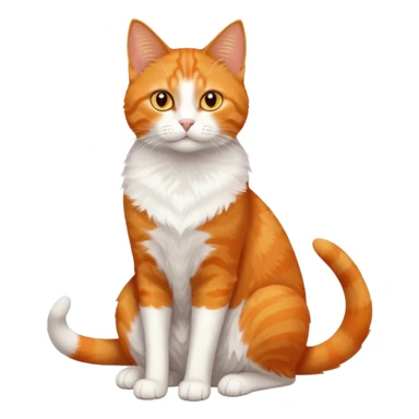 full body orange domestic shorthair slim cat with yellow/orange eyes with a white triangle on his nose sticker