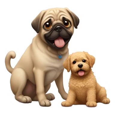 Pug playing with golden doodle  sticker
