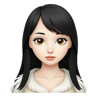 goose with long black hair and swoop bangs sticker