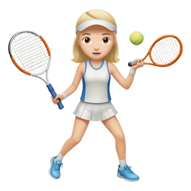 white young girl with one racket playing tennis sticker