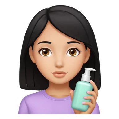 tan girl black hair cute pastel colors skin care sticker