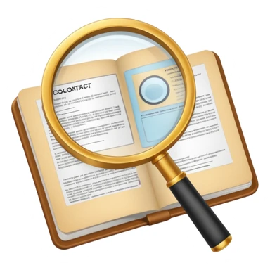 create a realistic emoji showing a logistic contract with a magnifying glass sticker