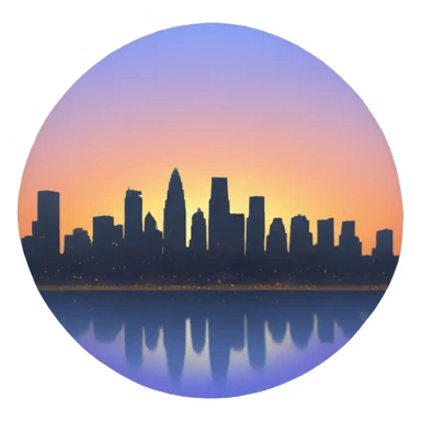 City skyline with sunset  sticker