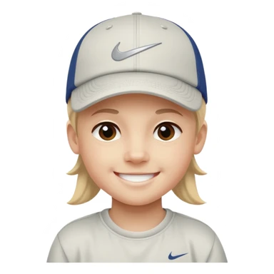 Quiero un emojis con una cara de niño con uno gorra de lado de Nike y sonriendo como los emojis de iPhone  sticker
