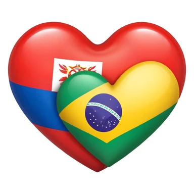 a heart with two flags inside: Brazil and Russia sticker