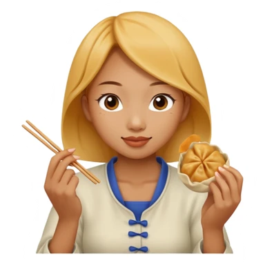 dumpling eat ginger woman sticker