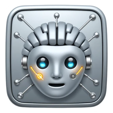 AI brain with electrodes in a 2D square sticker