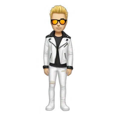 Punk male-with white leather jacket-mirror glasses sticker