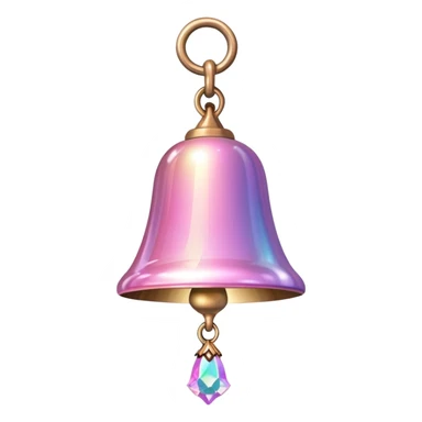 PInk iridescent Bell with chained hanging crystals  sticker