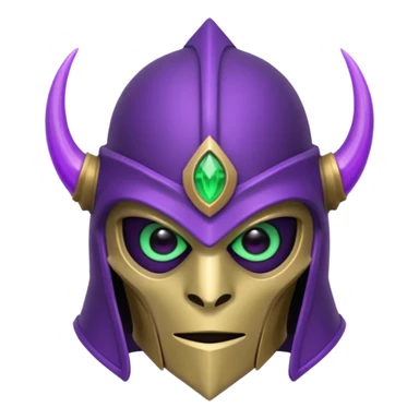 mystic knight with full face helmet and has he has purple and green eldricth powers sticker